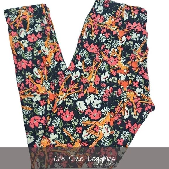 LuLaRoe OS Leggings One Size Disney Bambi Floral NEW - Picture 1 of 1